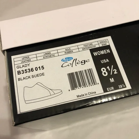 NIB Aqua College Glady Black Suede Waterproof Flatform Wedge Sneaker Size 8.5 - Picture 11 of 12